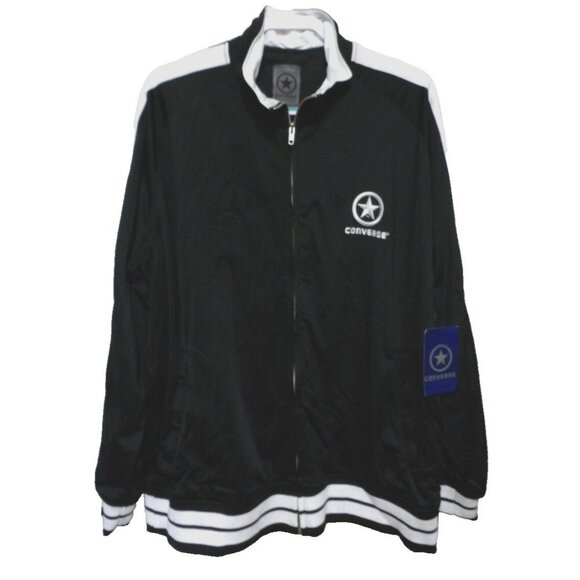 CONVERSE Basketball black & white medium weight full zip jacket mens size XL NEW - Picture 1 of 5